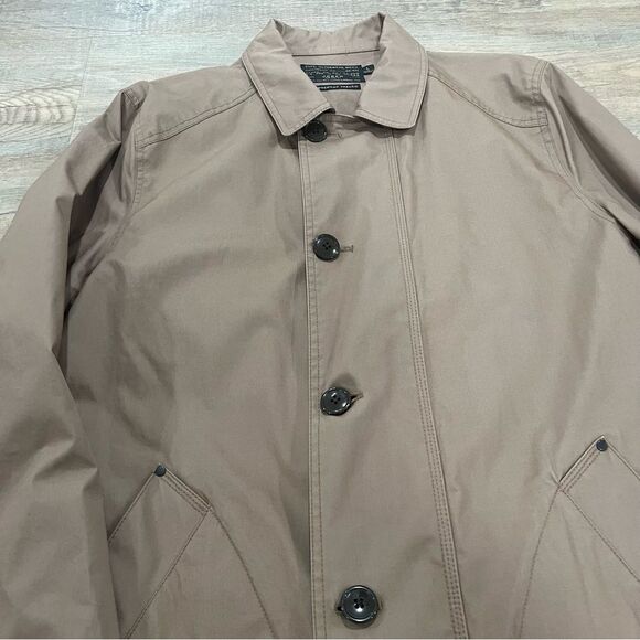 J Crew Wedgewood Trench Coat Mens L Brown Lightweight Button Front Felix Patch - Picture 4 of 13